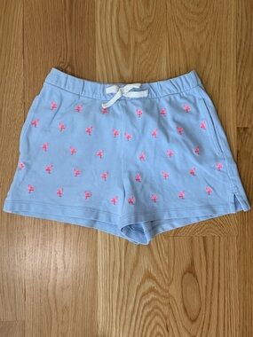 POLO Ralph Lauren Light Blue Girls Mesh Shorts with Pink Flamingo Embroidery 🦩